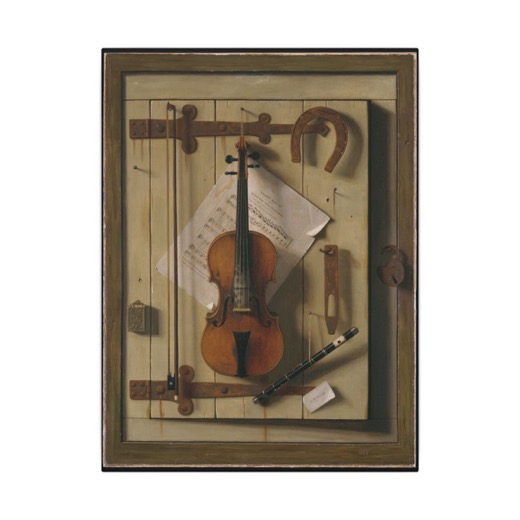 Still Life—Violin and Music on 12 × 16 matte canvas, front.