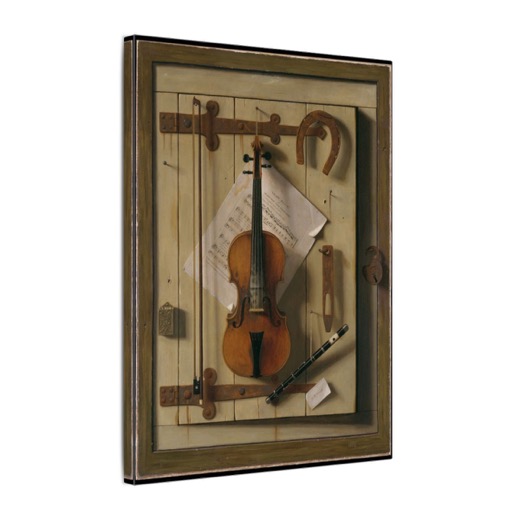 Still Life—Violin and Music on 12 × 16 matte canvas, side.