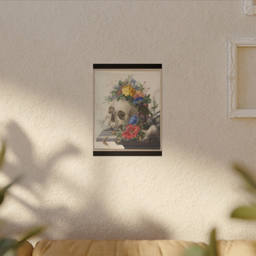 Vanitas Still Life on 12 × 16 matte canvas, room view.