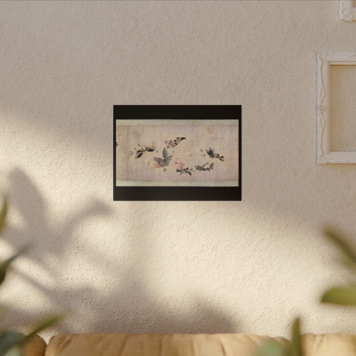 Flowers and Butterflies on 16 × 12 matte canvas, room view.