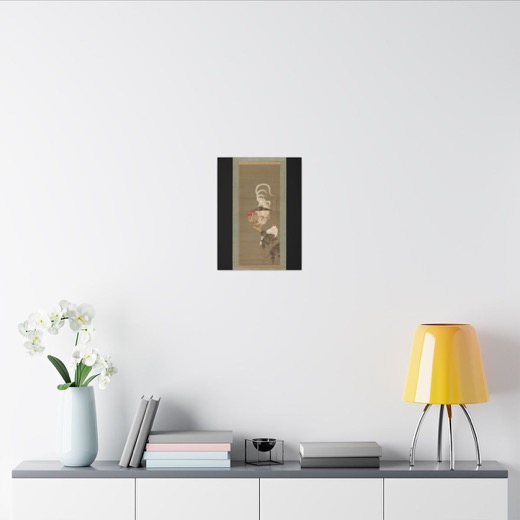 Hen and Rooster with Grapevine on 12 × 16 matte canvas, room view 2.