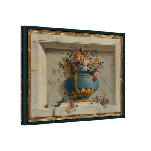 Vase of Flowers in a Niche on 16 × 12 matte canvas, side.