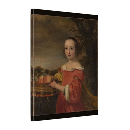 Petronella Elias (1648–1667) with a Basket of Fruit on 12 × 16 matte canvas, side.