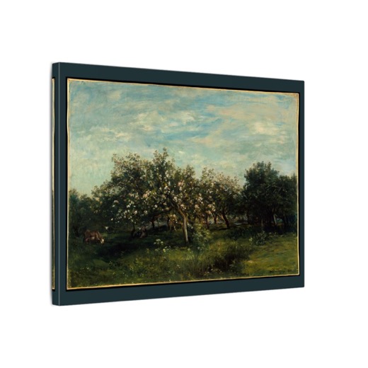 Apple Blossoms on 16 × 12 matte canvas, side.