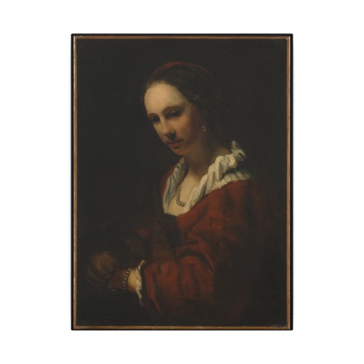 Young Woman with a Pearl Necklace on 12 × 16 matte canvas, front.