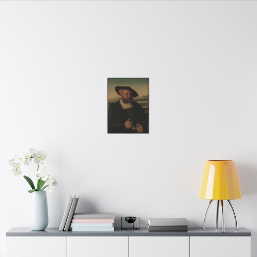 Portrait of a Man with a Moor's Head on His Signet Ring on 12 × 16 matte canvas, room view 2.