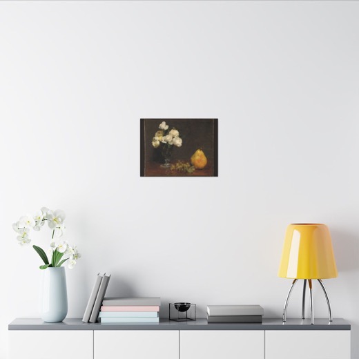Still Life with Roses and Fruit on 16 × 12 matte canvas, room view 2.