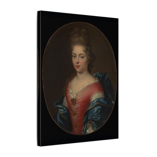 Portrait of a Woman in a Rose Dress on 12 × 16 matte canvas, side.