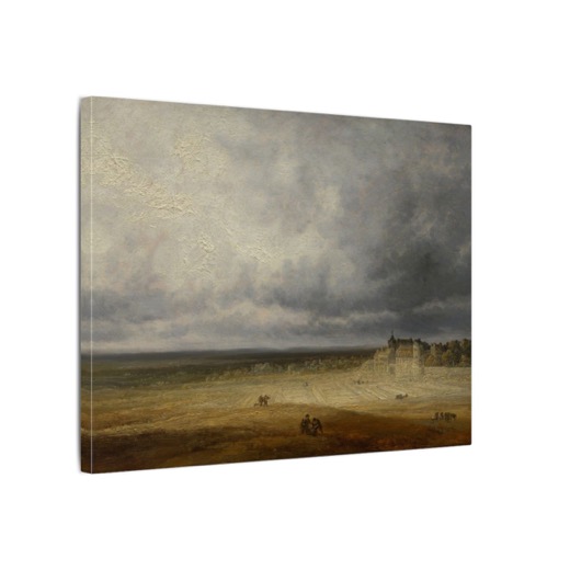 Landscape with a Plowed Field and a Village on 16 × 12 matte canvas, side.