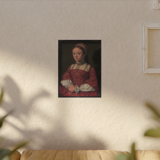 Portrait of a Young Woman on 12 × 16 matte canvas, room view.