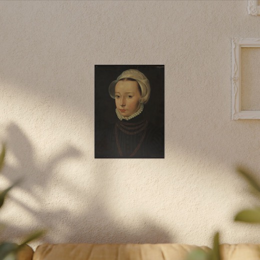 Portrait of a Young Woman on 12 × 16 matte canvas, room view.
