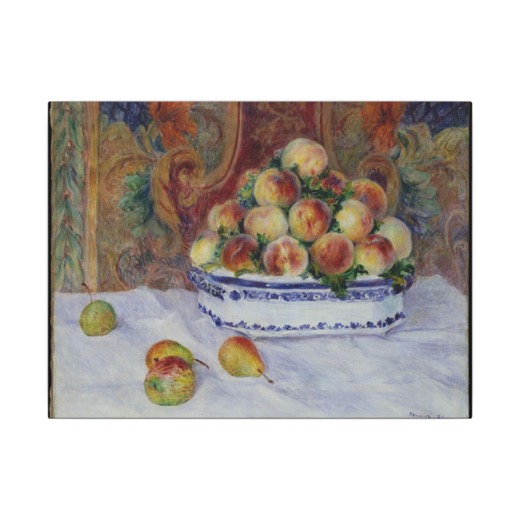 Still Life with Peaches on 16 × 12 matte canvas, front.