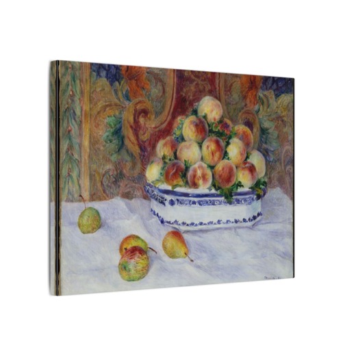 Still Life with Peaches on 16 × 12 matte canvas, side.