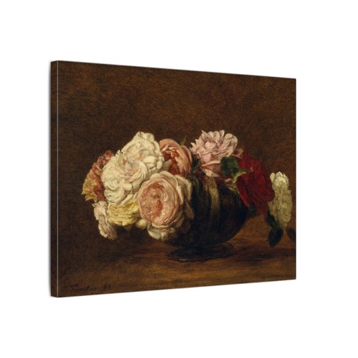 Roses in a Bowl on 16 × 12 matte canvas, side.