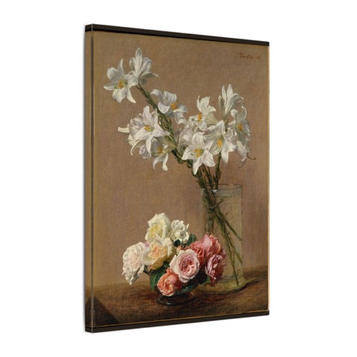 Roses and Lilies on 12 × 16 matte canvas, side.