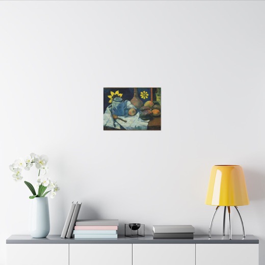 Still Life with Teapot and Fruit on 16 × 12 matte canvas, room view 2.