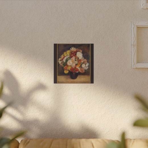 Bouquet of Chrysanthemums on 12 × 12 matte canvas, room view.