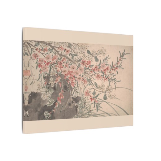 Garden Flowers on 16 × 12 matte canvas, side.