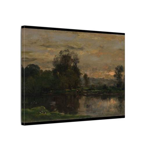 Landscape with Ducks on 16 × 12 matte canvas, side.