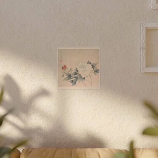 Flower Study on 12 × 12 matte canvas, room view.