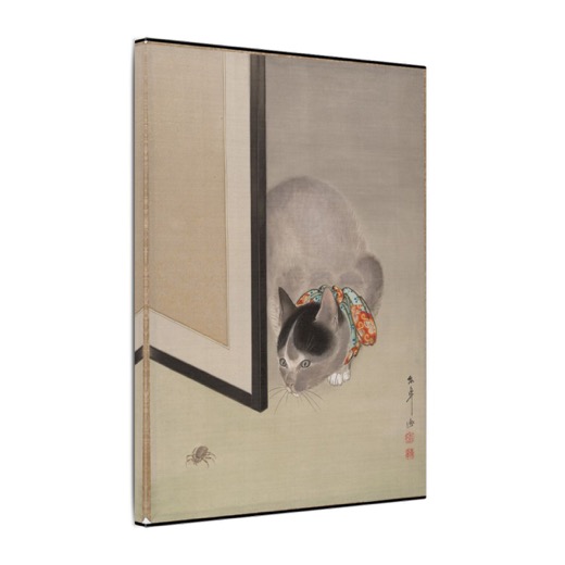 Cat Watching a Spider on 12 × 16 matte canvas, side.