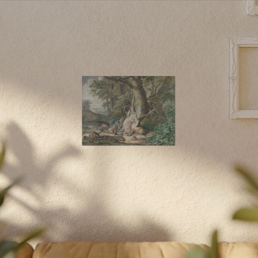 Hunting Still Life in a Forest on 16 × 12 matte canvas, room view.