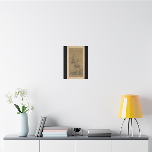 Birds Amidst Blossoming Plum and Bamboo on 12 × 16 matte canvas, room view 2.