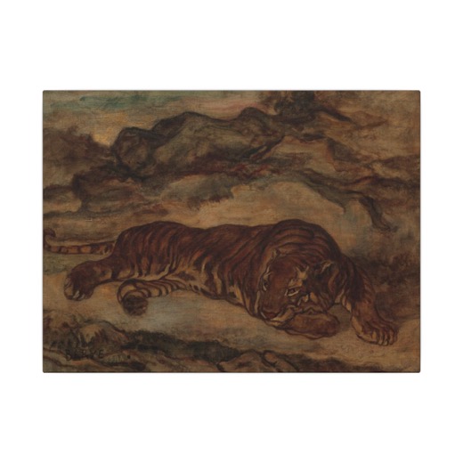 Tiger in Repose on 16 × 12 matte canvas, front.