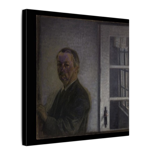 Self-Portrait at Spurveskjul on 12 × 12 matte canvas, side.
