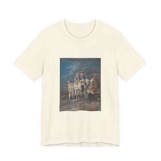 Portrait of the consort of Maria Theresa, queen of Hungary and Bohemia, on horseback on Bella + Canvas 3001 T-shirt · Natural, front.