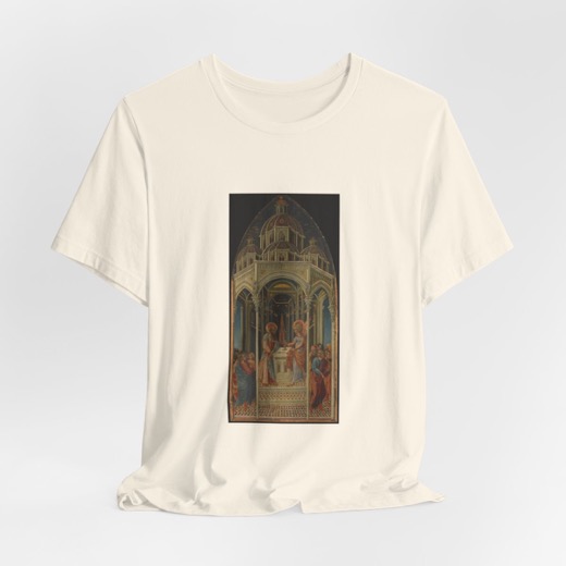 The Annunciation to Zacharias; (verso) The Angel of the Annunciation on Natural T-shirt, hanging.