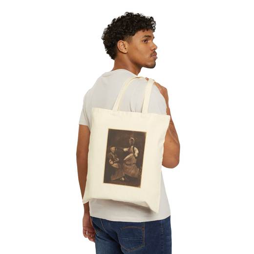 [Newhaven Fishwives] on Natural cotton canvas tote bag, person front.