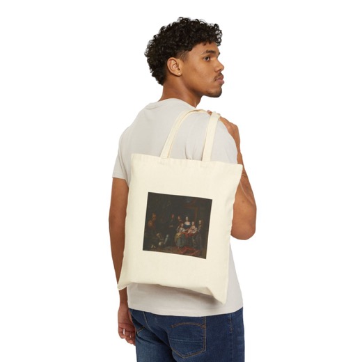 The Jabach Family on Natural canvas tote, worn.
