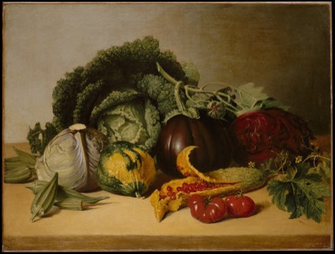 Still Life: Balsam Apple and Vegetables by James Peale.