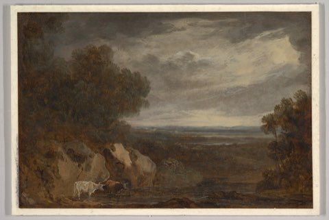 A wooded river landscape with cattle by Benjamin Barker, the younger.