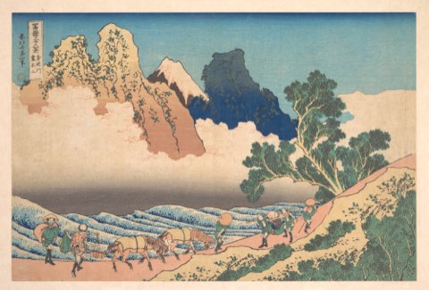 View from the Other Side of Fuji from the Minobu River (Minobugawa ura Fuji), from the series Thirty-six Views of Mount Fuji (Fugaku sanjūrokkei) by Katsushika Hokusai.