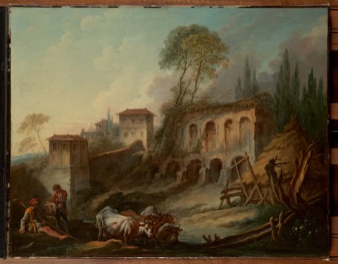 Imaginary Landscape with the Palatine Hill from Campo Vaccino by François Boucher.