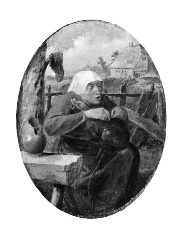 A Peasant Woman Picking Fleas off a Dog by Adriaen Brouwer.