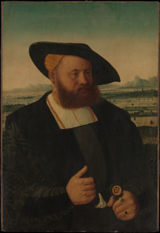Portrait of a Man with a Moor's Head on His Signet Ring by Conrad Faber von Creuznach.