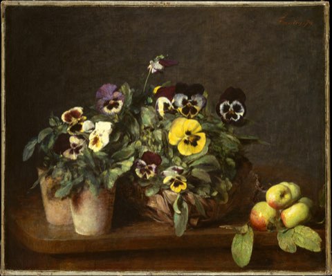 Still Life with Pansies by Henri Fantin-Latour.