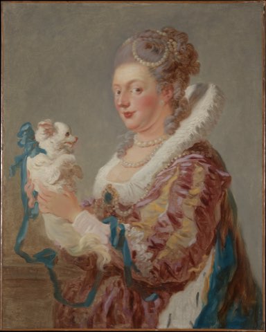 Marie Emilie Coignet de Courson (1716–1806) with a Dog by Jean Honoré Fragonard.