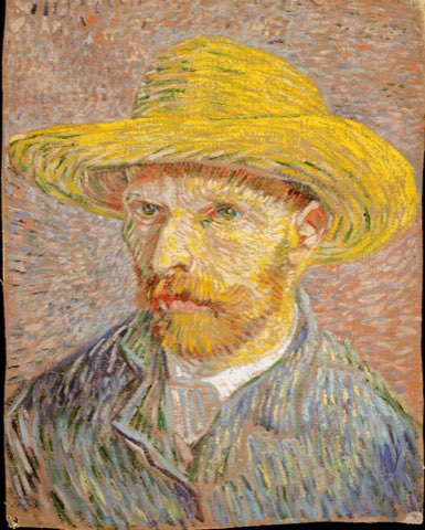 Self-Portrait with a Straw Hat (obverse: The Potato Peeler) by Vincent van Gogh.