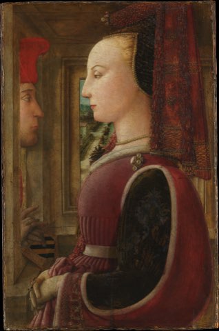 Portrait of a Woman with a Man at a Casement by Fra Filippo Lippi.