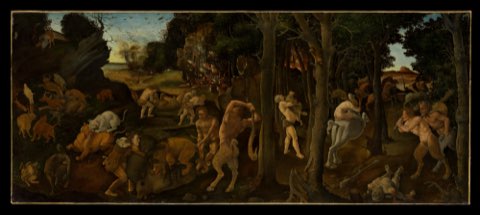 A Hunting Scene by Piero di Cosimo (Piero di Lorenzo di Piero d'Antonio).