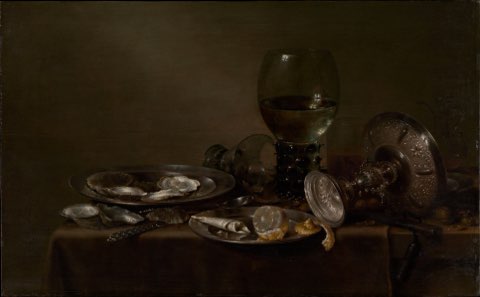 Still Life with Oysters, a Silver Tazza, and Glassware by Willem Claesz Heda.