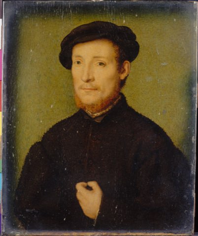 Portrait of a Man with His Hand on His Chest by Attributed to Corneille de Lyon.