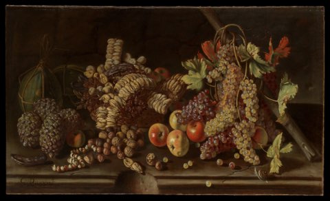 Still Life of Fruit and Nuts by Giuseppe Ruoppolo.