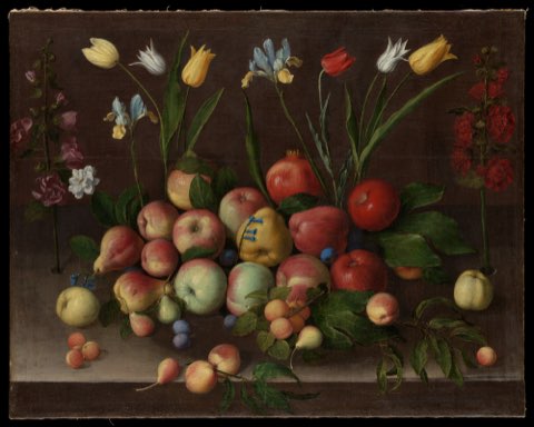 Fruit and Flowers by Orsola Maddalena Caccia.