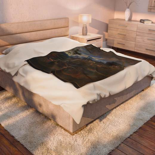 Heroic Landscape with Rainbow on 50 x 60 velveteen plush blanket, context 2.