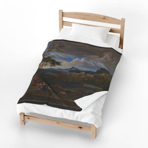 Heroic Landscape with Rainbow on 50 x 60 velveteen plush blanket, context 3.